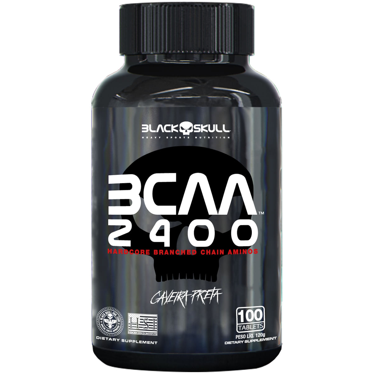 BCAA 2400 - Aminoácidos - 100 Tablets - Black Skull