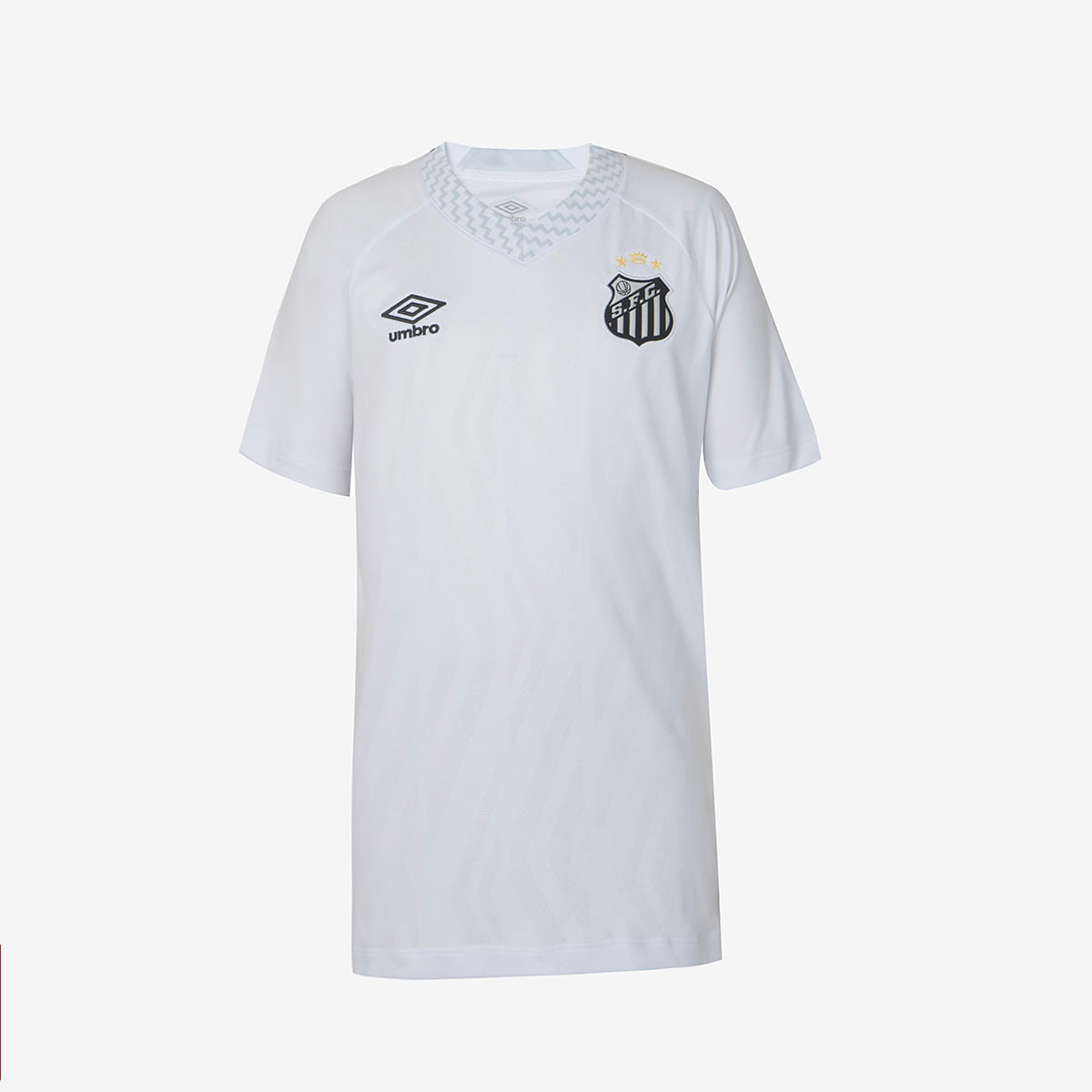 Camisa Juvenil Umbro Santos Of.1 2025 — foto do produto em fundo branco