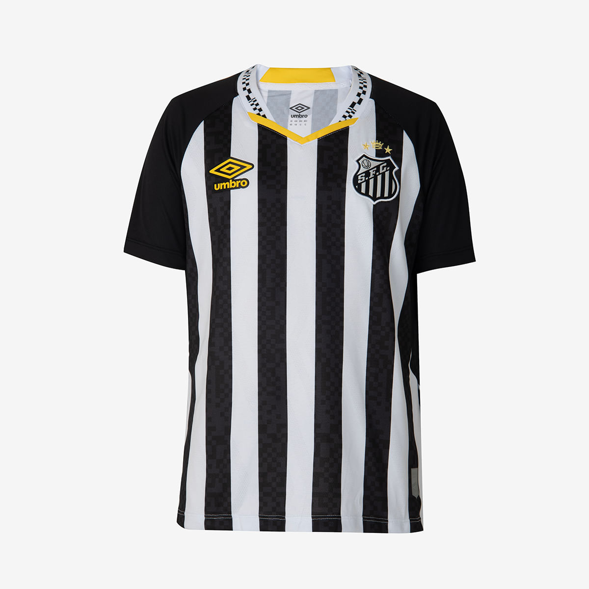 Camisa Juvenil Umbro Santos Of.2 2025 — foto do produto em fundo branco