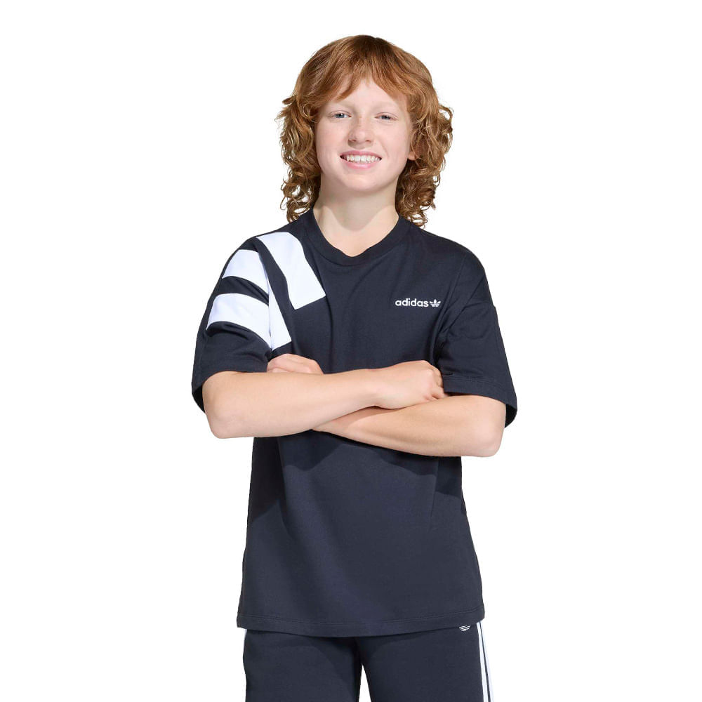 Camiseta adidas Lo Blocked Infantil — foto do produto em fundo branco