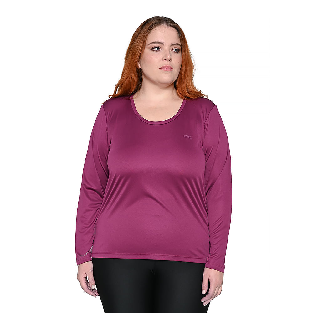 Camiseta Manga Longa Essential Olympikus Feminina Plus Size — foto do produto em fundo branco