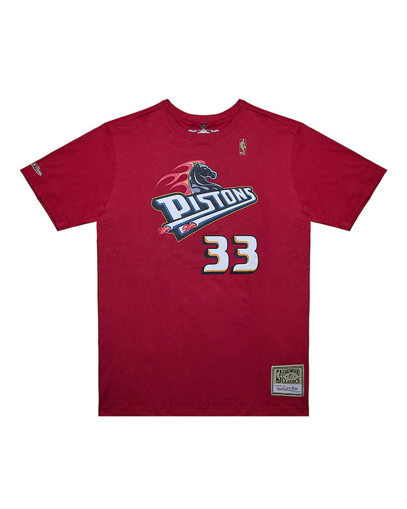 Camiseta Mitchell & Ness Detroit Pistons Masculina — foto do produto em fundo branco