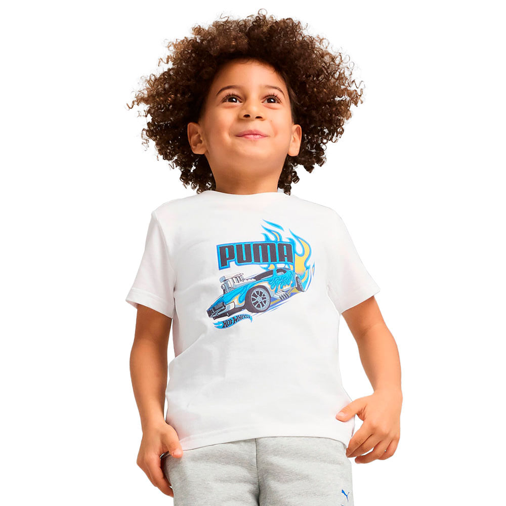 Camiseta Puma X Hot Wheels Infantil — foto do produto em fundo branco