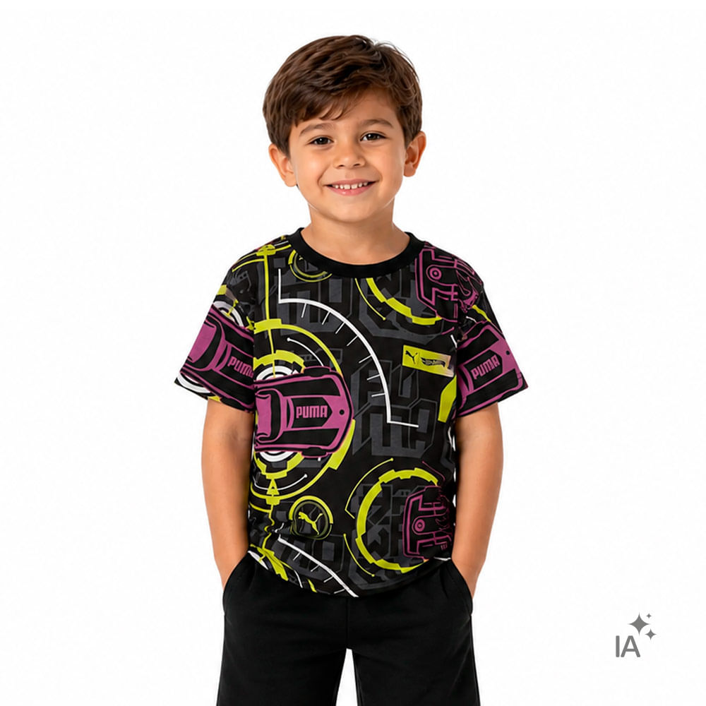 Camiseta Puma X Hot Wheels Infantil — foto do produto em fundo branco