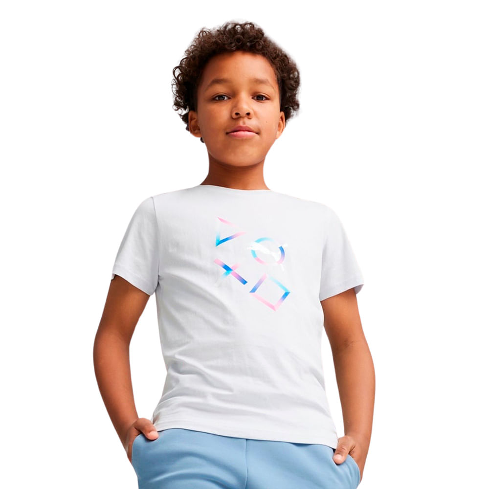 Camiseta Puma X Playstation Graphic Infantil — foto do produto em fundo branco
