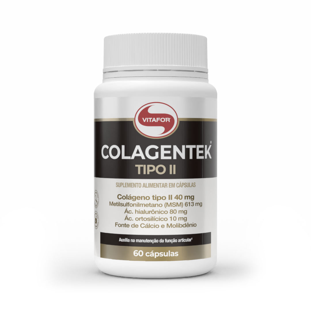 COLAGENTEK® TIPO II 60 Cápsulas — foto do produto em fundo branco