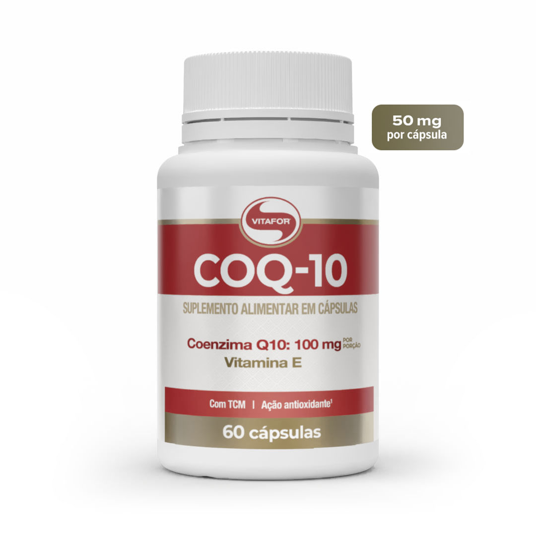 COQ-10: Coenzima Q10 e Vitamina E (100mg) 60 Cápsulas — foto do produto em fundo branco