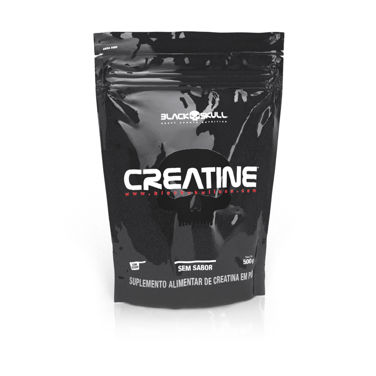 Creatine - Creatina Monohidratada - Refil 500g - Black Skull — foto do produto em fundo branco