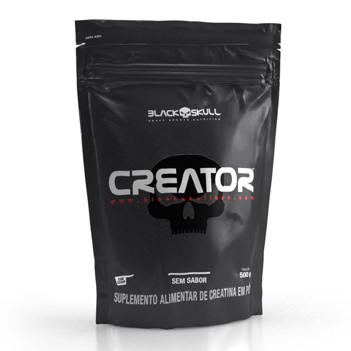 Creator - Creatina Monohidratada - Refil 500g - Black Skull — foto do produto em fundo branco
