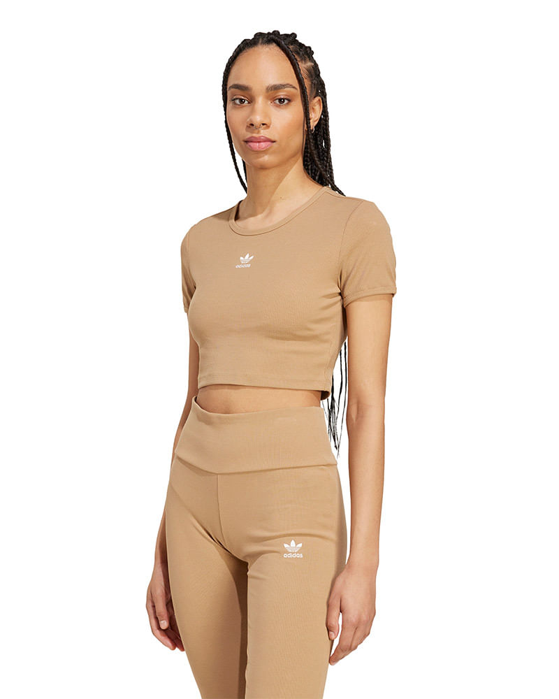 Cropped adidas Essentials Rib Feminina — foto do produto em fundo branco