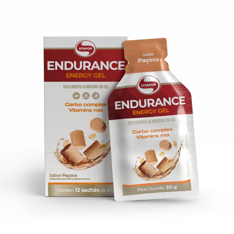 ENDURANCE ENERGY GEL Sabor Paçoca 12 Sachês 30g — foto do produto em fundo branco