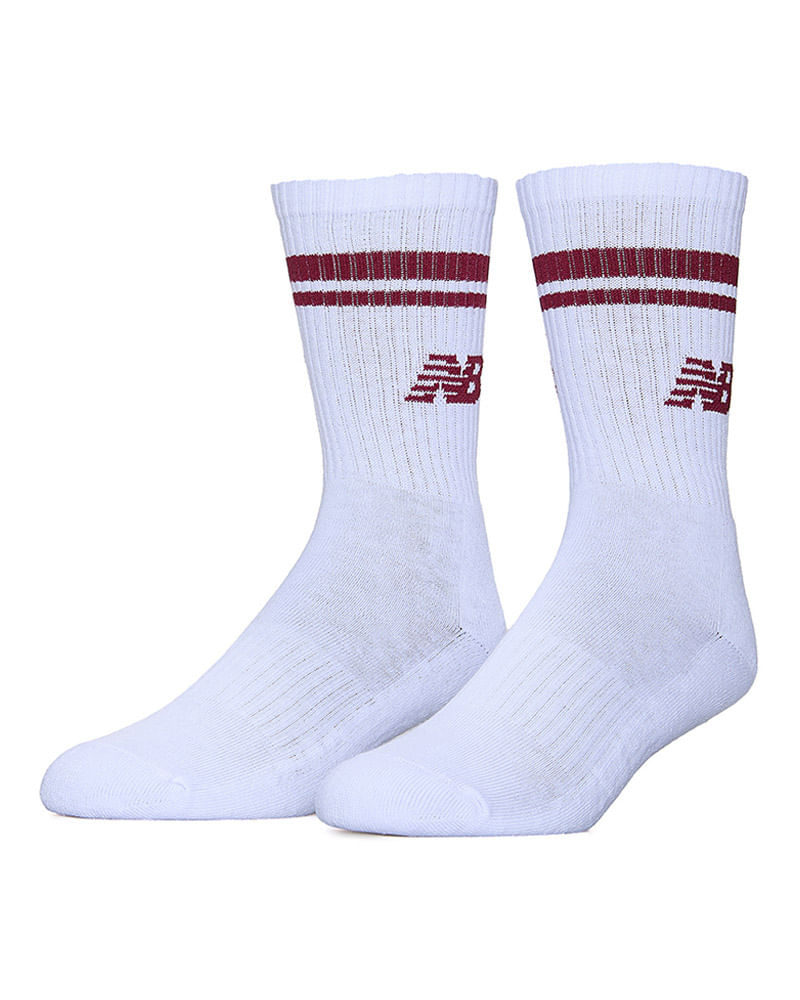 Meia New Balance Listrada Canelada Cano Alto Unissex — foto do produto em fundo branco