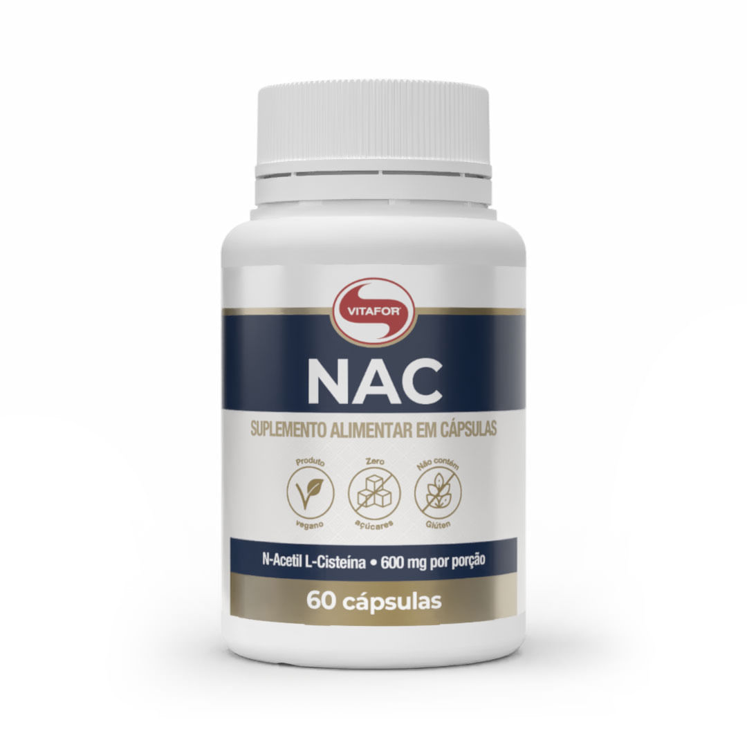 NAC: N-acetil L-cisteína 60 Cápsulas — foto do produto em fundo branco