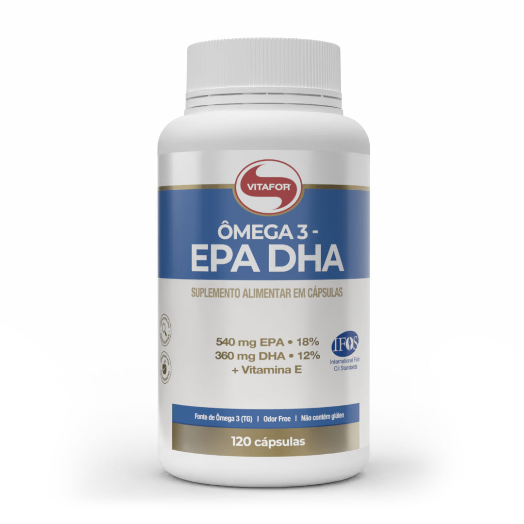 Ômega 3 EPA DHA: Ômega 3 + Vitamina E 120 Cápsulas — foto do produto em fundo branco