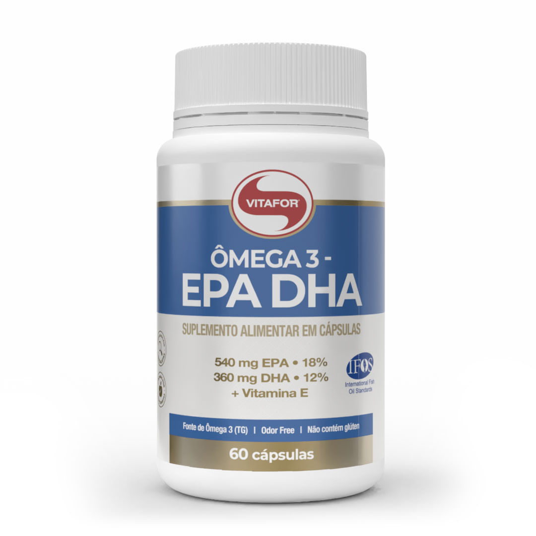 Ômega 3 EPA DHA: Ômega 3 + Vitamina E 60 Cápsulas — foto do produto em fundo branco