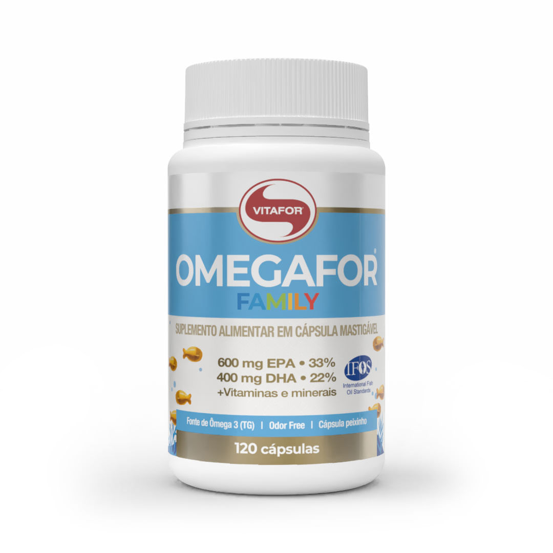OMEGAFOR® FAMILY: Ômega 3 + Vitaminas e Minerais 120 Cápsulas — foto do produto em fundo branco