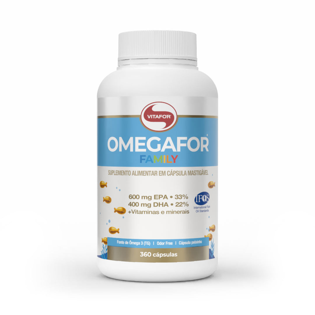 OMEGAFOR® FAMILY: Ômega 3 + Vitaminas e Minerais 360 Cápsulas — foto do produto em fundo branco