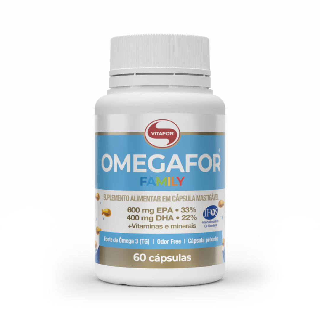 OMEGAFOR® FAMILY: Ômega 3 + Vitaminas e Minerais 60 Cápsulas — foto do produto em fundo branco