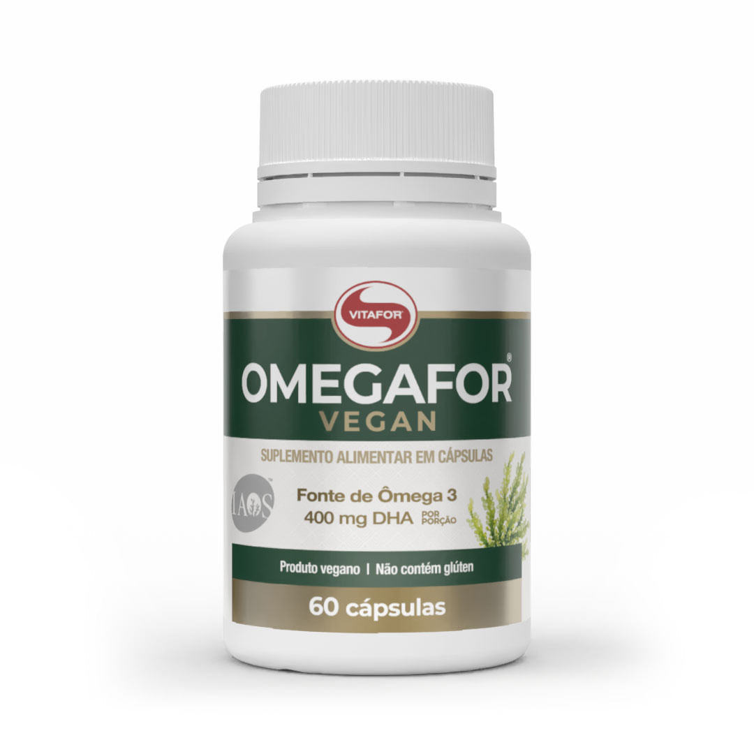 OMEGAFOR® VEGAN: Ômega 3 Vegano 60 Cápsulas — foto do produto em fundo branco