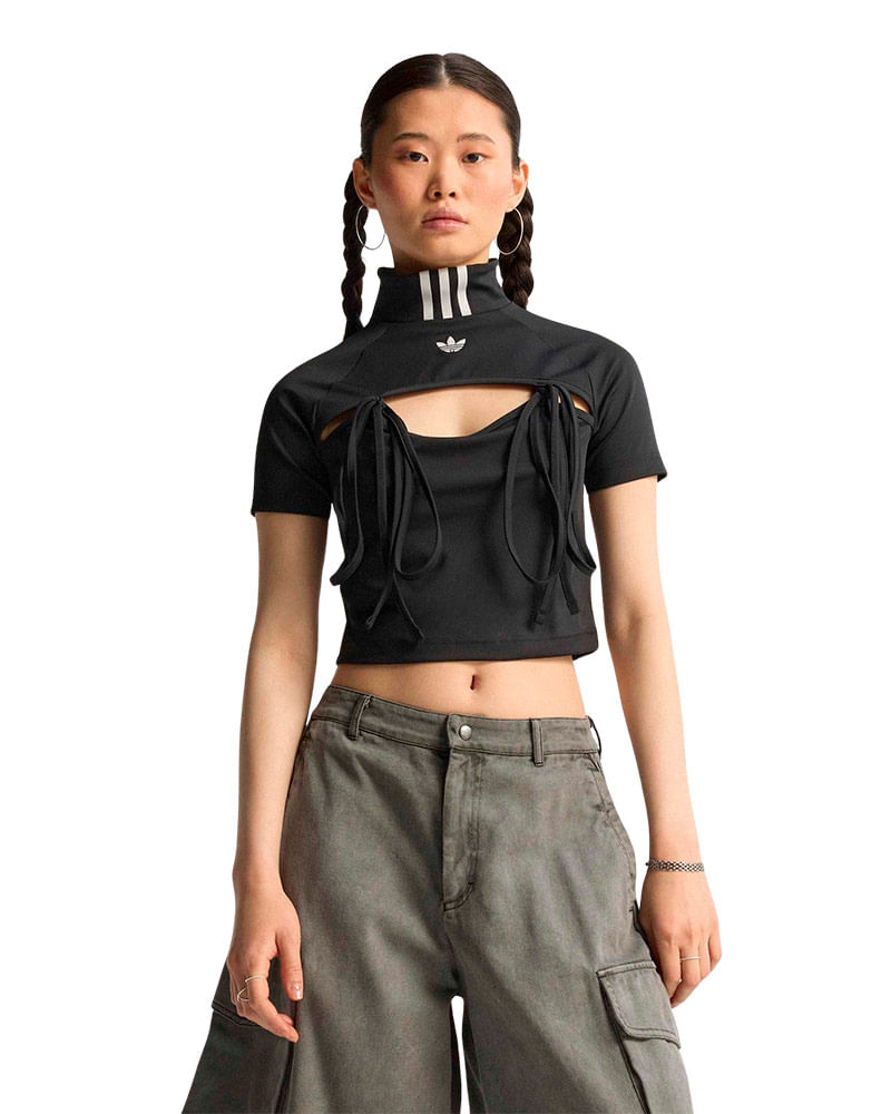 Top adidas cropped Fita Gola Feminino — foto do produto em fundo branco