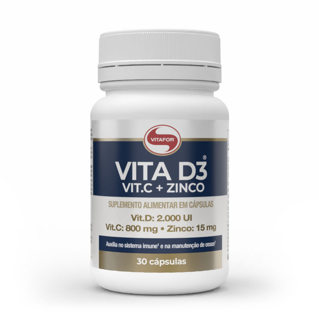 VITA D3® Vit. C + Zinco 30 Cápsulas — foto do produto em fundo branco