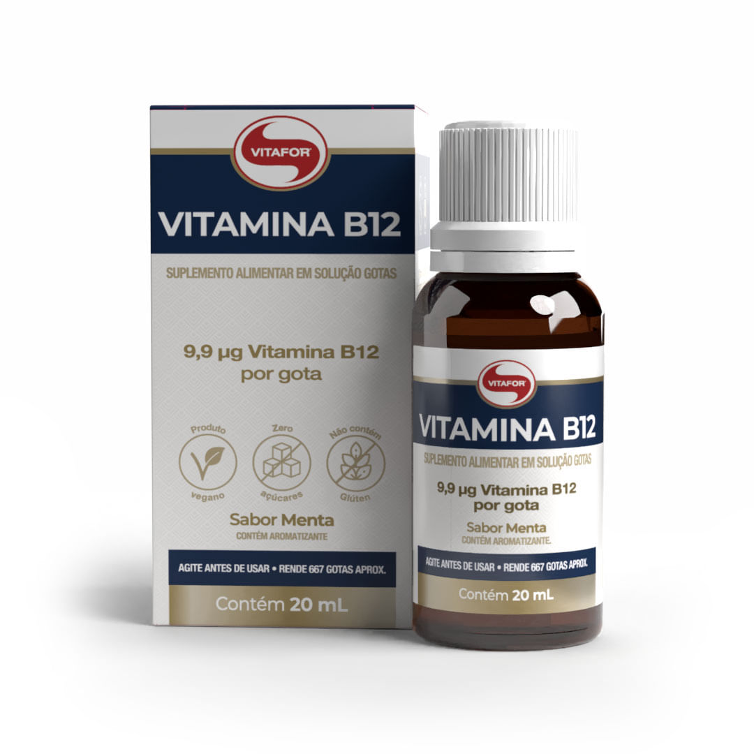 VITAMINA B12: Suplemento com Metilcobalamina 20mL — foto do produto em fundo branco