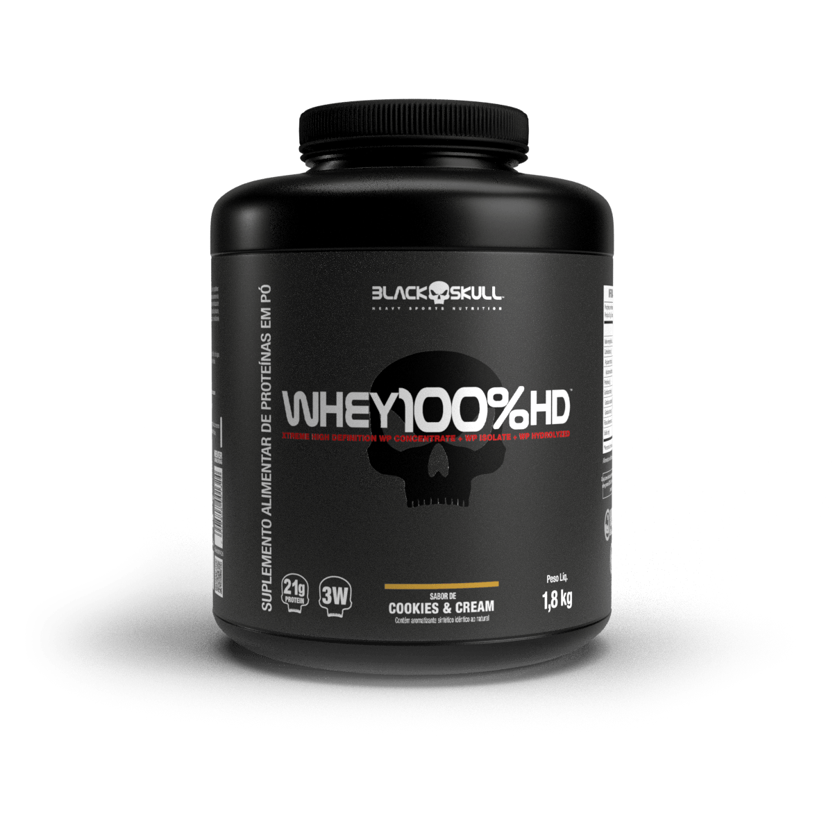 Whey 100% HD (WPC, WPI E WPH) - 1,8kg - Black Skull — foto do produto em fundo branco