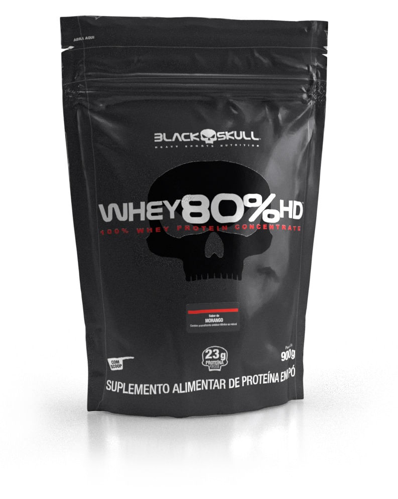 Whey Protein Concentrado 80% HD - Refil 900g - Black Skull — foto do produto em fundo branco